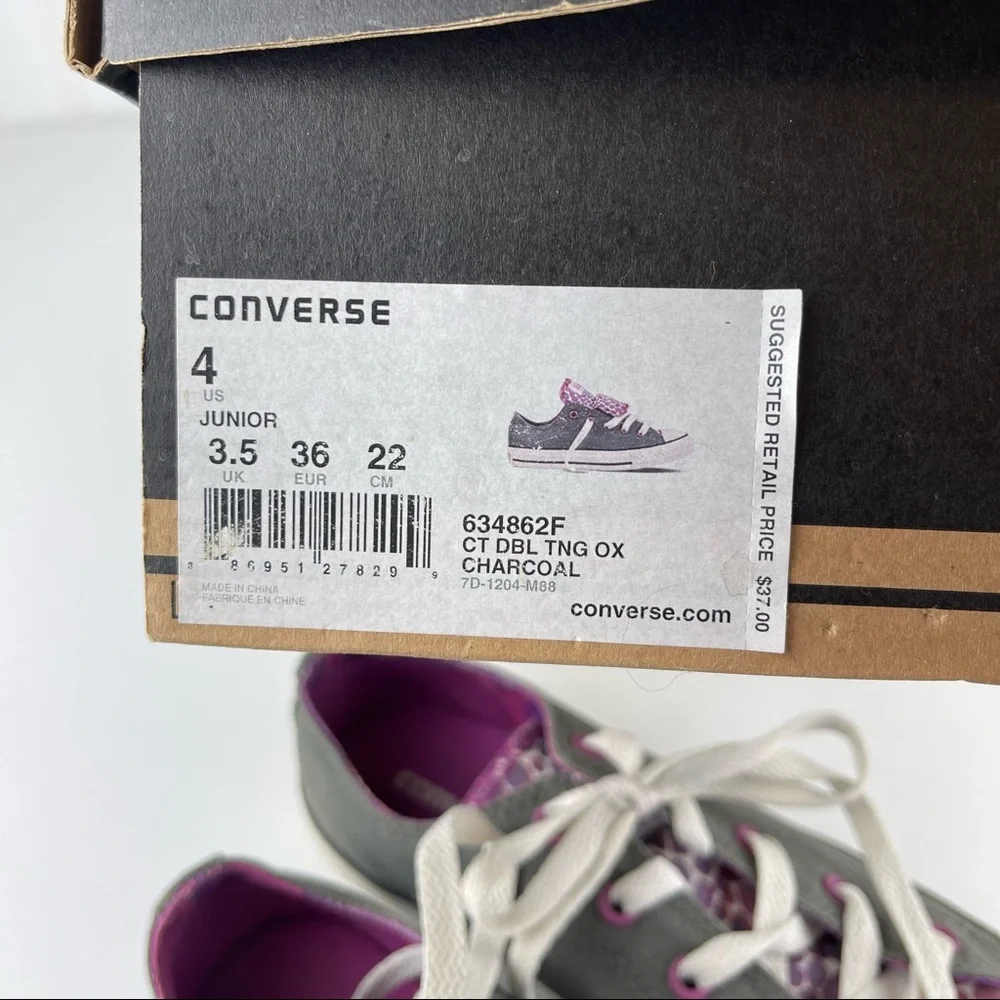 Converse All Star Kids Shoes Size 4 Purple and Gray